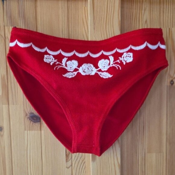 NWOT FOR LOVE AND LEMONS JOSEPHINE RED KNI EMBRIODERD BIKINI PANTY XS - Picture 2 of 6